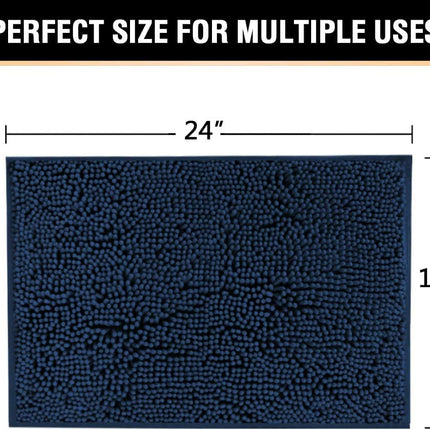 Navy Blue Bath Rug, Mat Non Slip Mats for Bathroom Floor, Rug Extra Thick Chenille 17" x 24" Absorbent Soft Shaggy Washable Dry Fast Plush Rugs Bathtubs.