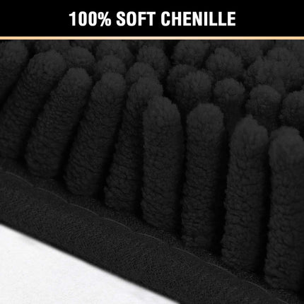 Black Bathroom Rug Set 2 Piece, Bath Mats for Floor, Super Thick Soft Shaggy Chenille Machine Washable, Dry Fast Water Absorbent Mats(20" x 32"/17" 24") 20" 32" Plus 17" 24".