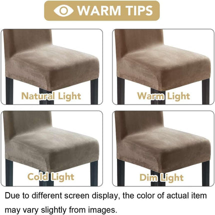 Dining Chair Covers Stretch for Room Set of 4 Parson Slipcovers Protectors, Soft Thick Solid Velvet Fabric Washable, Taupe.