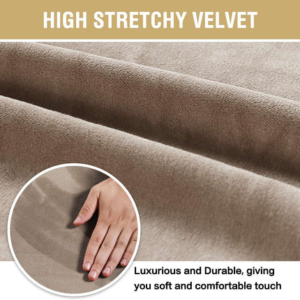 Dining Chair Covers Stretch for Room Set of 4 Parson Slipcovers Protectors, Soft Thick Solid Velvet Fabric Washable, Taupe.