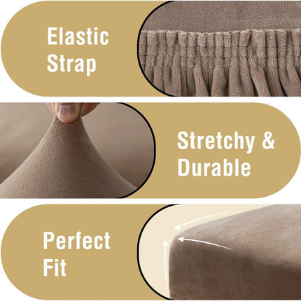 Dining Chair Covers Stretch for Room Set of 4 Parson Slipcovers Protectors, Soft Thick Solid Velvet Fabric Washable, Taupe.