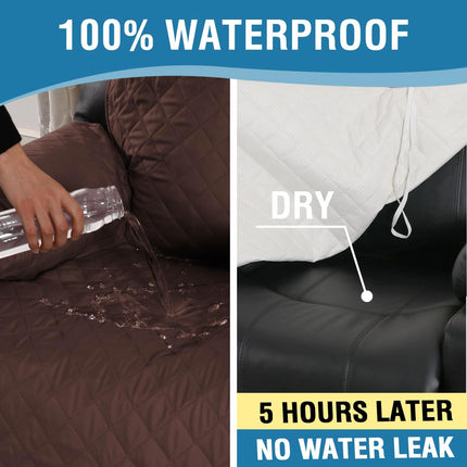 100% Waterproof Power Lift Recliner Chair Cover Non Slip Electric Covers for with Pocket Large Covers, Brown -.