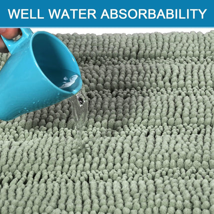 3 Piece Bathroom Rugs Sets Thick Striped Bath Set for Non Slip Soft Absorbent Mat Tub, Shower and Toilet(17''x24''+20''x32''+20''x24'' U-Shaped, Sage) Sage 17" x 24" + 20" 32" U Shape.