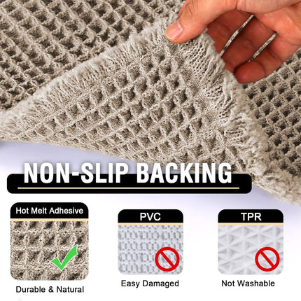 Waffle Bath Mat Super Absorbent Bathroom Mats Non Slip Rugs for Floor Machine Washable Ultra Soft Beside Tub, (32 x 20 Plus 24 60 - Inches, Irish Cream) Cream 20" 32" 24" 60".
