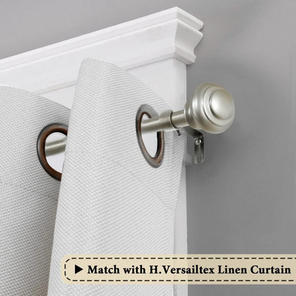Window Curtain Rods for Windows 28 to 48 Inches Adjustable Decorative 3/4 Inch Diameter Single Rod Set with Classic Finials, Nickel 28"-48".