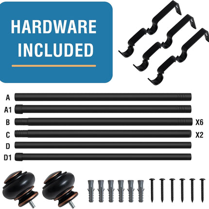 Double Curtain Rods for Windows 16.2 to 90.6 Inches 3/4 inch Diameter Adjustable Decorative Telescoping Rod with Brackets Heavy Duty Splicing Rods, Black 16.2"-90.6".