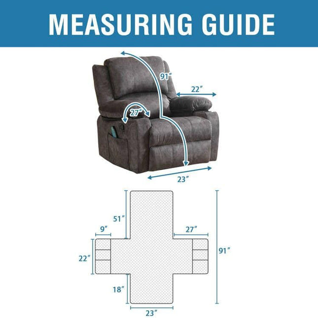 100% Waterproof Recliner Chair Cover Nonslip Stay in Place Electric Power Lift Slipcovers Fitted Standard Large with Side Pocket,Grey/Beige Grey/Beige -.