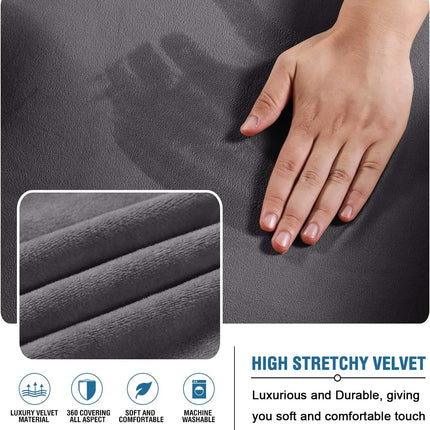 Real Velvet Futon Cover Armless Sofa Covers Bed Stretch Couch Slipcover Furniture Protector Thick Soft Fabric Form Fitted Stay in Place, Grey -.