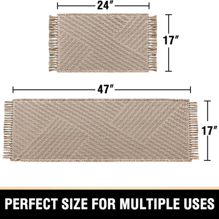 Waffle Bath Mat Super Absorbent Boho Non Slip Rugs for Bathroom Floor Machine Washable Dry Fast with Tassels (47 x 17 Plus 24 Inches, Irish Cream) Cream 47" 17" 24".