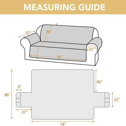 100% Waterproof Couch Cover for 3 Cushion Sofa Washable Pet Friendly with Elastic Straps Thick Durable Storage Pocket(XL Sofa, Beige) Beige 78"-X-Large.