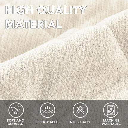 Couch Cover Chenille Pet Fuzzy Sofa Covers for 3 Cushion Anti Slip Washable Slipcovers with Strap Soft Protector Dogs Cats Kids(36" x 82", Ivory) Ivory 36" 82".