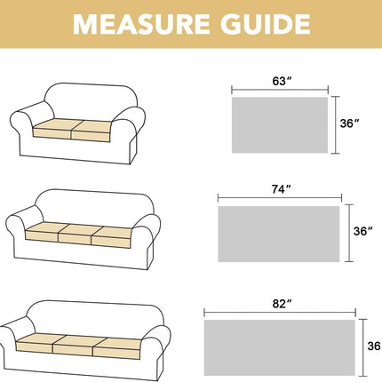 Couch Cover Chenille Pet Fuzzy Sofa Covers for 3 Cushion Anti Slip Washable Slipcovers with Strap Soft Protector Dogs Cats Kids(36" x 82", Ivory) Ivory 36" 82".