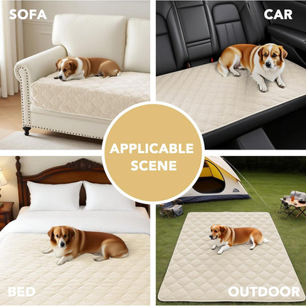 Couch Cover Chenille Pet Fuzzy Sofa Covers for 3 Cushion Anti Slip Washable Slipcovers with Strap Soft Protector Dogs Cats Kids(36" x 82", Ivory) Ivory 36" 82".