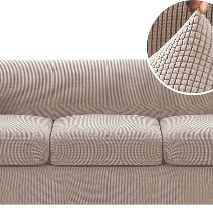 4 Piece Stretch Chesterfield Sofa Slipcovers Mid Century Deep Seat Covers Washable (Base Cover Plus 3 Cushion Covers) Thicker Jacquard Fabric (Large Sofa, Sand) Sand Large.
