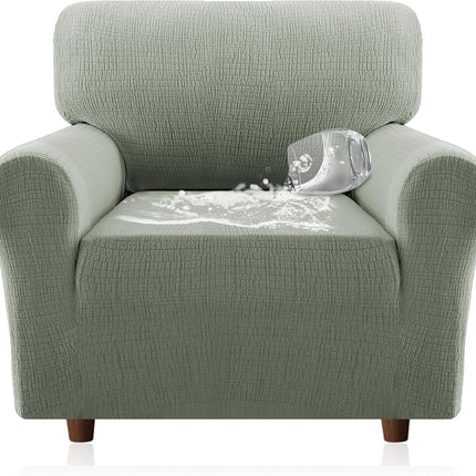 Jacquard Sofa Slipcover with Waterproof Seat Furniture Protector 1 Piece Stretch Covers Elastic Bottom for Kids, Pets, Dog(Armchair, Sea Grass) Grass Armchair.