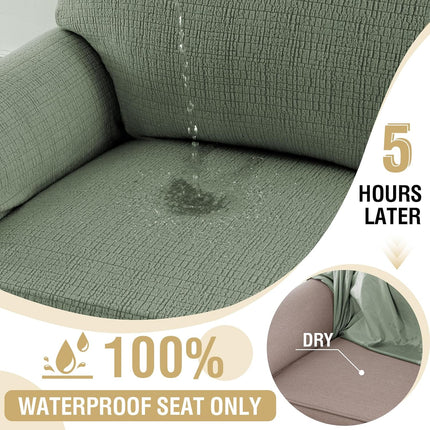 Jacquard Sofa Slipcover with Waterproof Seat Furniture Protector 1 Piece Stretch Covers Elastic Bottom for Kids, Pets, Dog(Armchair, Sea Grass) Grass Armchair.