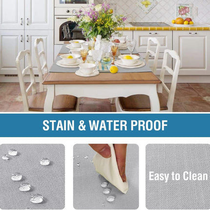 Linen Placemats Set of 4 Premium Solid Table for Dining Spill-Proof Waterproof Mats Heat-Resistant Kitchen Washable, 12x18 inches, Grey Gray -.