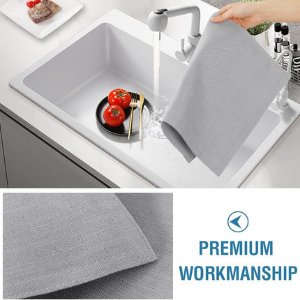 Linen Placemats Set of 4 Premium Solid Table for Dining Spill-Proof Waterproof Mats Heat-Resistant Kitchen Washable, 12x18 inches, Grey Gray -.