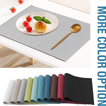 Linen Placemats Set of 4 Premium Solid Table for Dining Spill-Proof Waterproof Mats Heat-Resistant Kitchen Washable, 12x18 inches, Grey Gray -.
