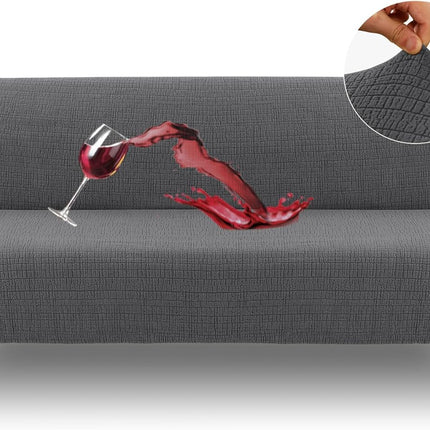 100% Waterproof Armless Futon Cover, Sofa Cover Stretch Jacquard Couch for Futon, Dual Leakproof Furniture Protector Pets, Grey -.