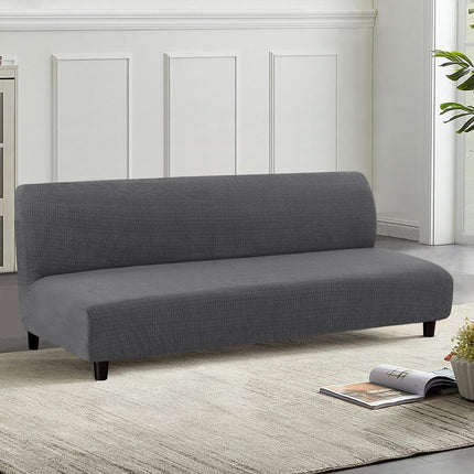 100% Waterproof Armless Futon Cover, Sofa Cover Stretch Jacquard Couch for Futon, Dual Leakproof Furniture Protector Pets, Grey -.
