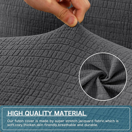 100% Waterproof Armless Futon Cover, Sofa Cover Stretch Jacquard Couch for Futon, Dual Leakproof Furniture Protector Pets, Grey -.