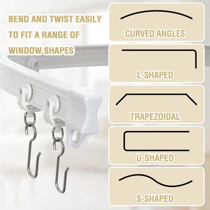 Ceiling Curtain Track Flexible Bendable Mount for Rail 16.4ft (5M) Room Divider Systerm RV Bay Window Curved Bunk Bed Curtain, White 16.4 ft.