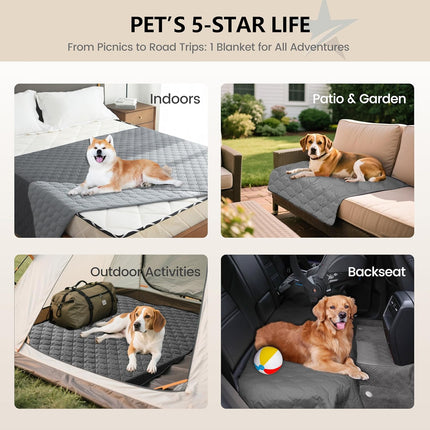 3X Stronger Waterproof Pet Blanket, Scratch Proof Furniture Protector for Dogs Cats, Reversible Cover 30x70 Inch, Dark Grey/Light Grey Beige Inch (Pack of 1).