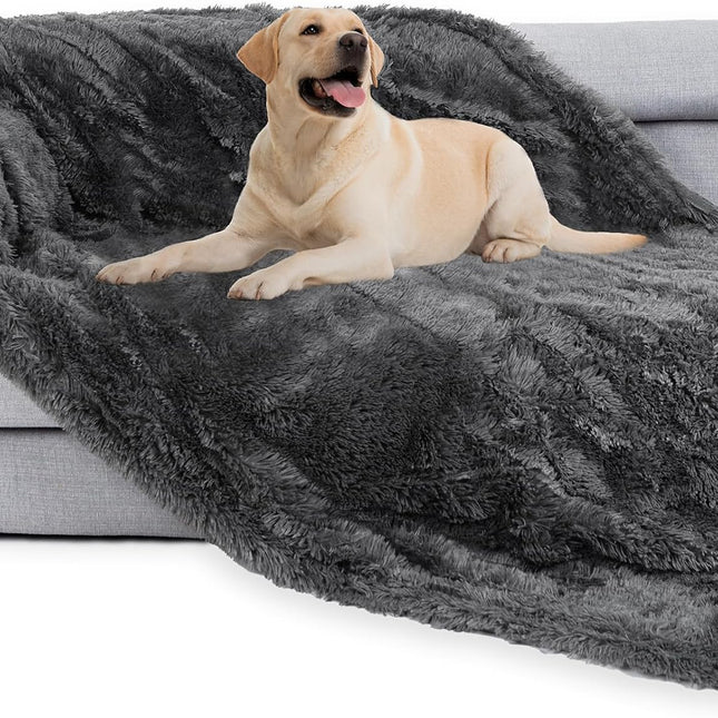 Waterproof Dog Blanket for Couch & Furniture Protection - Super Soft Reversible Throw Large Dogs Cats, Calming Washable Fur Sherpa Pet (50x60 Inch, Grey) Grey 50x60 Inch (Pack of 1).