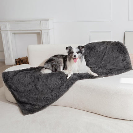 Waterproof Dog Blanket for Couch & Furniture Protection - Super Soft Reversible Throw Large Dogs Cats, Calming Washable Fur Sherpa Pet (50x60 Inch, Grey) Grey 50x60 Inch (Pack of 1).
