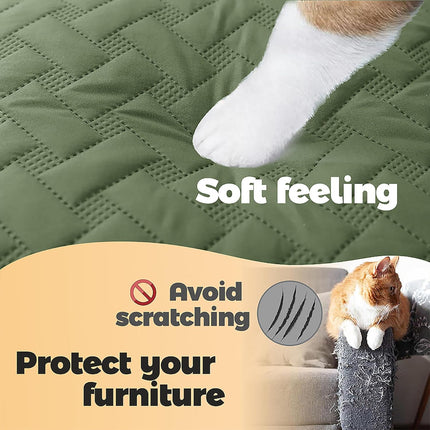 100% Double Sided Waterproof Dog Blanket Soft Pet Bed Cover Reversible Protect Furniture Couch Sofa Car for Puppy Cat Kids (Dark Green/Light Green, 52x82 Inch (Pack of 1)) Dark Green 1).