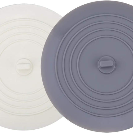 Tub Stopper 2 Pack, 6 inches Large Silicone Drain Plug Hair Flat Suction Cover for Kitchen Gadgets Bathroom Accessories and Laundry 6" White&gray -.