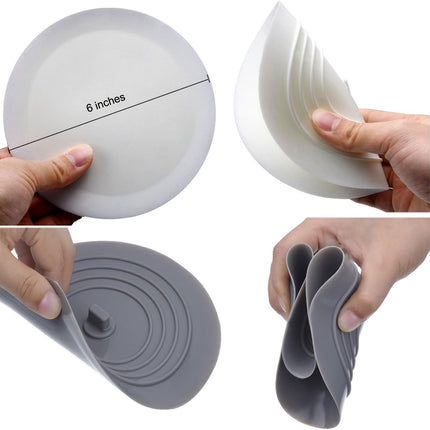 Tub Stopper 2 Pack, 6 inches Large Silicone Drain Plug Hair Flat Suction Cover for Kitchen Gadgets Bathroom Accessories and Laundry 6" White&gray -.