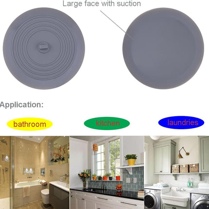 Tub Stopper 2 Pack, 6 inches Large Silicone Drain Plug Hair Flat Suction Cover for Kitchen Gadgets Bathroom Accessories and Laundry 6" White&gray -.
