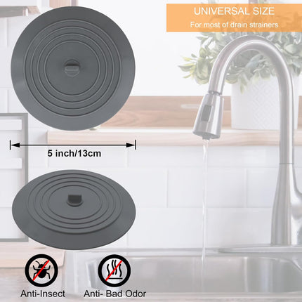 Bathtub Drain Stopper 2 Pack, 5 inches Silicone Tub Shower Cover, Bath Plug Hair Stopper,Universal Flat Suction Renter Friendly Accessories (White&Grey, inch) White&grey -.