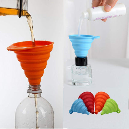 Kitchen Funnel Set 4 Pack, Food Grade Silicone Collapsible Funnels for Filling Water Bottle Liquid Transfer, Small and Large, Gadgets Accessories -.