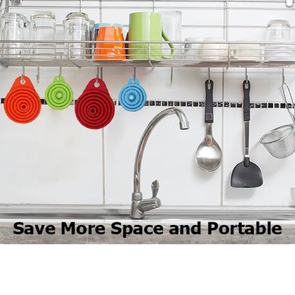 Kitchen Funnel Set 4 Pack, Food Grade Silicone Collapsible Funnels for Filling Water Bottle Liquid Transfer, Small and Large, Gadgets Accessories -.