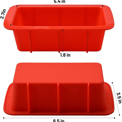Silicone Mini Bread Loaf Pans for Baking, Small Pan Set of 4, 2.7x5.4 Inch Nonstick Molds Toast, Brownie, Loaf, Cake, Soaps Red -.