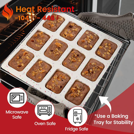 Mini Loaf Pan, Silicone Bread Pans 12 Cups for Baking Bread, Brownie, Cornbread, Cheesecake, Soap Nonstick Confetti -.