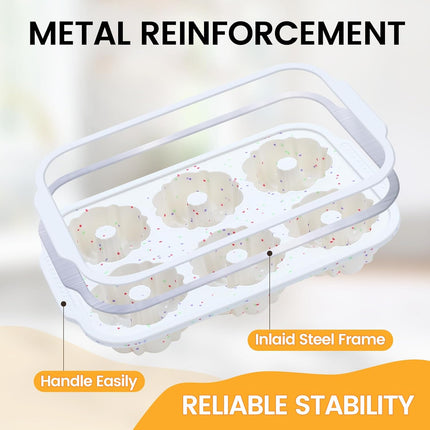 Mini Fluted Tube Pan with Metal Reinforced Frame, 6-Cavity Silicone Nonstick Small Cake Molds 2Pcs for Chocoflan, Donuts, Cornbread, Brownies, Jellies BPA Free - Mini-3“: 2pcs.