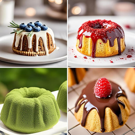 Mini Fluted Tube Pan with Metal Reinforced Frame, 6-Cavity Silicone Nonstick Small Cake Molds 2Pcs for Chocoflan, Donuts, Cornbread, Brownies, Jellies BPA Free - Mini-3“: 2pcs.
