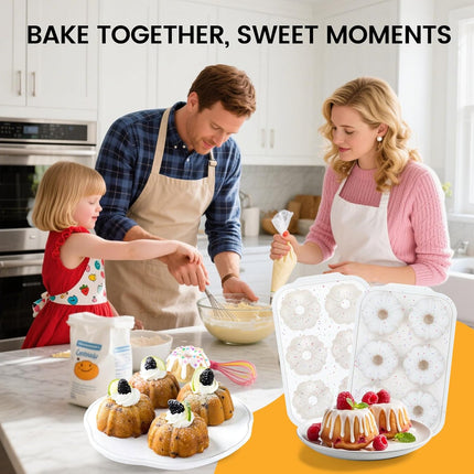 Mini Fluted Tube Pan with Metal Reinforced Frame, 6-Cavity Silicone Nonstick Small Cake Molds 2Pcs for Chocoflan, Donuts, Cornbread, Brownies, Jellies BPA Free - Mini-3“: 2pcs.