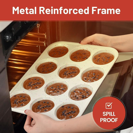 Silicone Muffin Pan, Metal Reinforced Frame Cupcake Pan 12 Cups Regular Size Easy to Move in or Out of Oven Non-Stick (2) Confetti: 2pcs -.