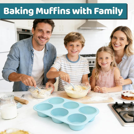 Jumbo Muffin Pan, 6 Cup Silicone 3.5 Inch Large Tin for Baking Giant Homemade Muffins, Cupcakes, Frittatas Non Stick -.