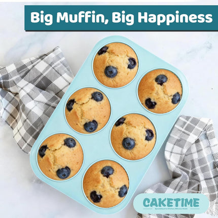 Jumbo Muffin Pan, 6 Cup Silicone 3.5 Inch Large Tin for Baking Giant Homemade Muffins, Cupcakes, Frittatas Non Stick -.