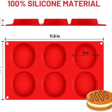 Muffin Top Pan 3 Inch Round Silicone Egg & Jumbo 3.5 -.