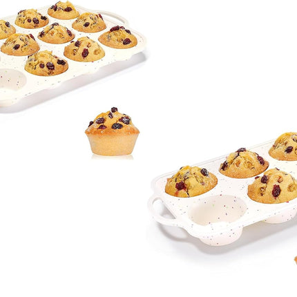 Silicone Regular Size Muffin Pan 12 Cups & Jumbo with Metal Reinforced Frame -.