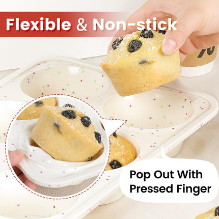 Silicone Regular Size Muffin Pan 12 Cups & Jumbo with Metal Reinforced Frame -.