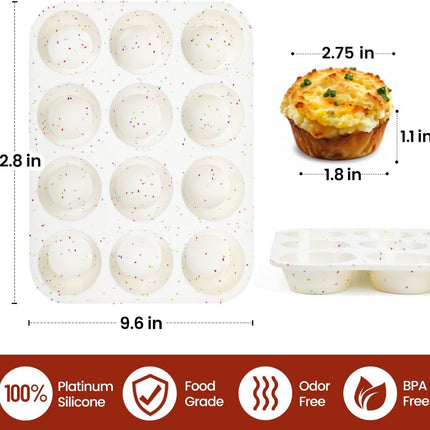 Silicone Jumbo Muffin Pan 6 Cups & Regular Size 12 -.