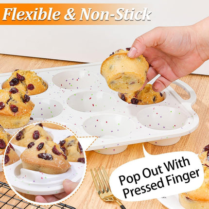 Metal Reinforced Frame Regular Size Cupcake Pans ＆ Silicone Muffin Pan Nonstick 2 Pack Food Grade -.